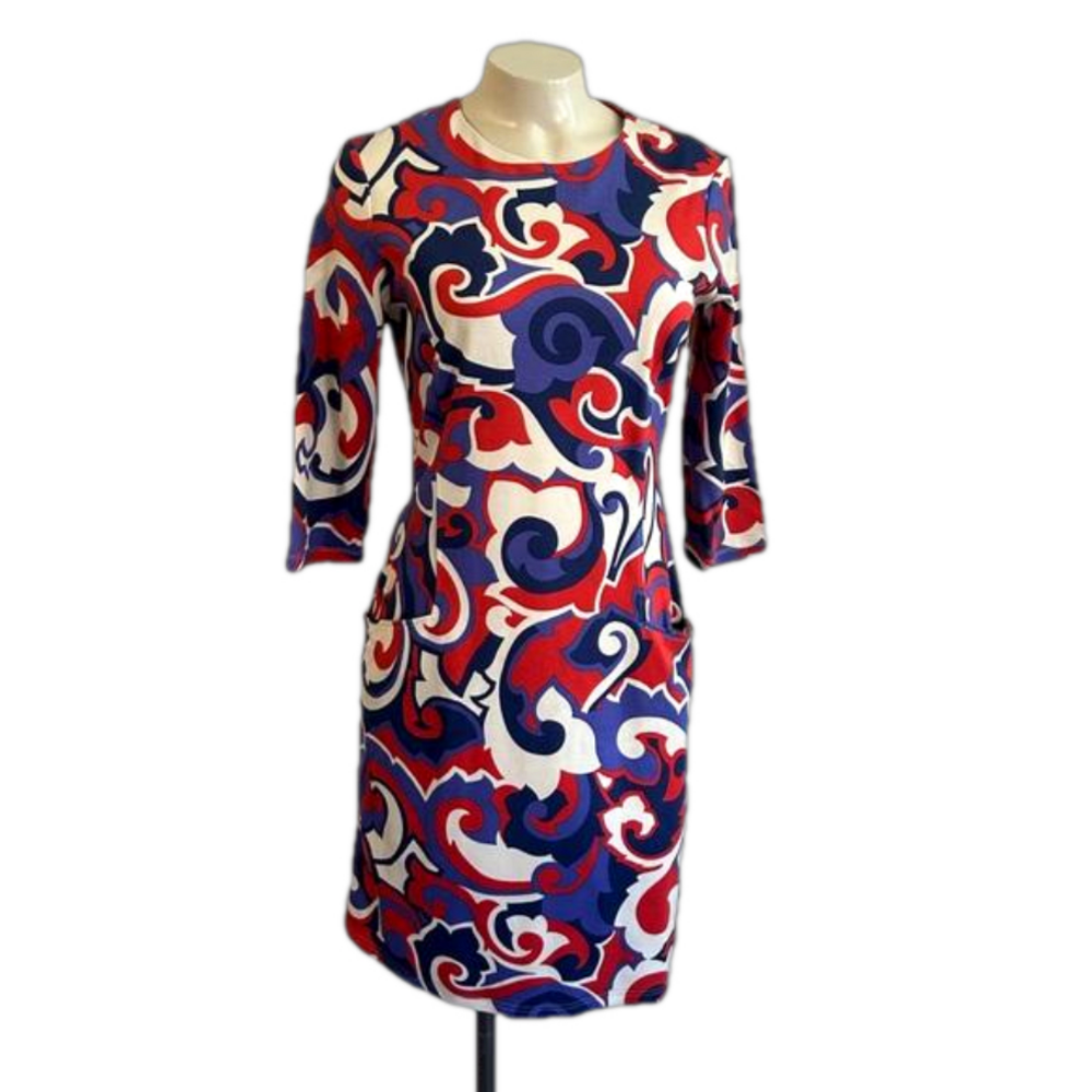 J. McLaughlin Catalina cloth shift abstract print /pockets dress SMALL